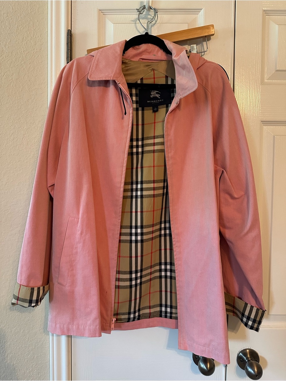 Burberry Pink Trench Coat with Signature Check Lining